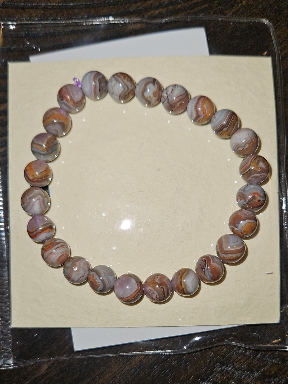 5FOR$30 Natural Amethyst Agate Beaded Stretch Bracelet